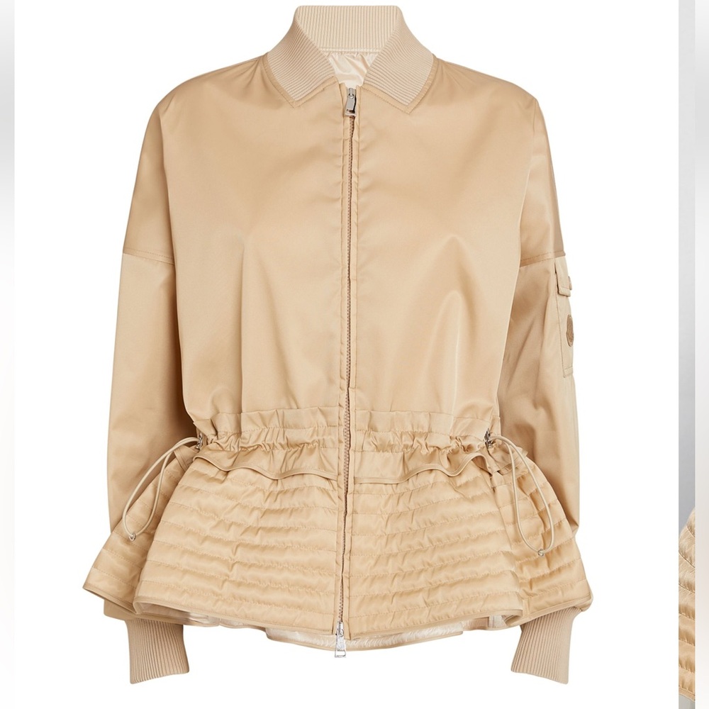 NWT MONCLER Peplum Beige Baldah Bomber Jacket Size  4